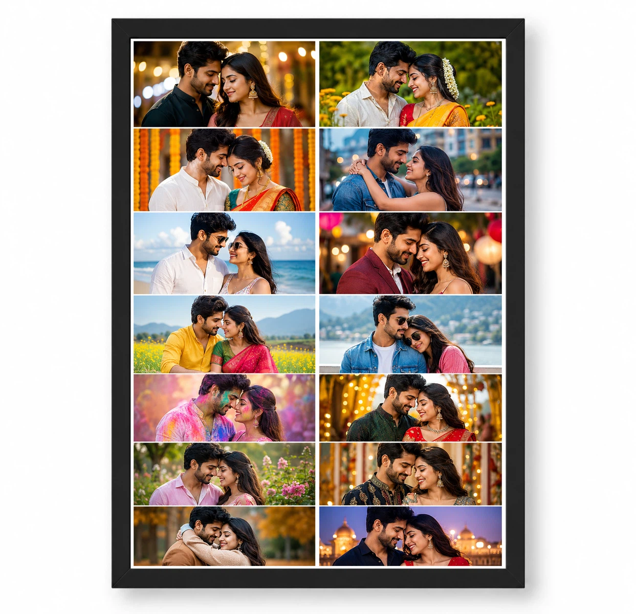 14 Photo Collage Frame 2x7 Vertical Grid Layout