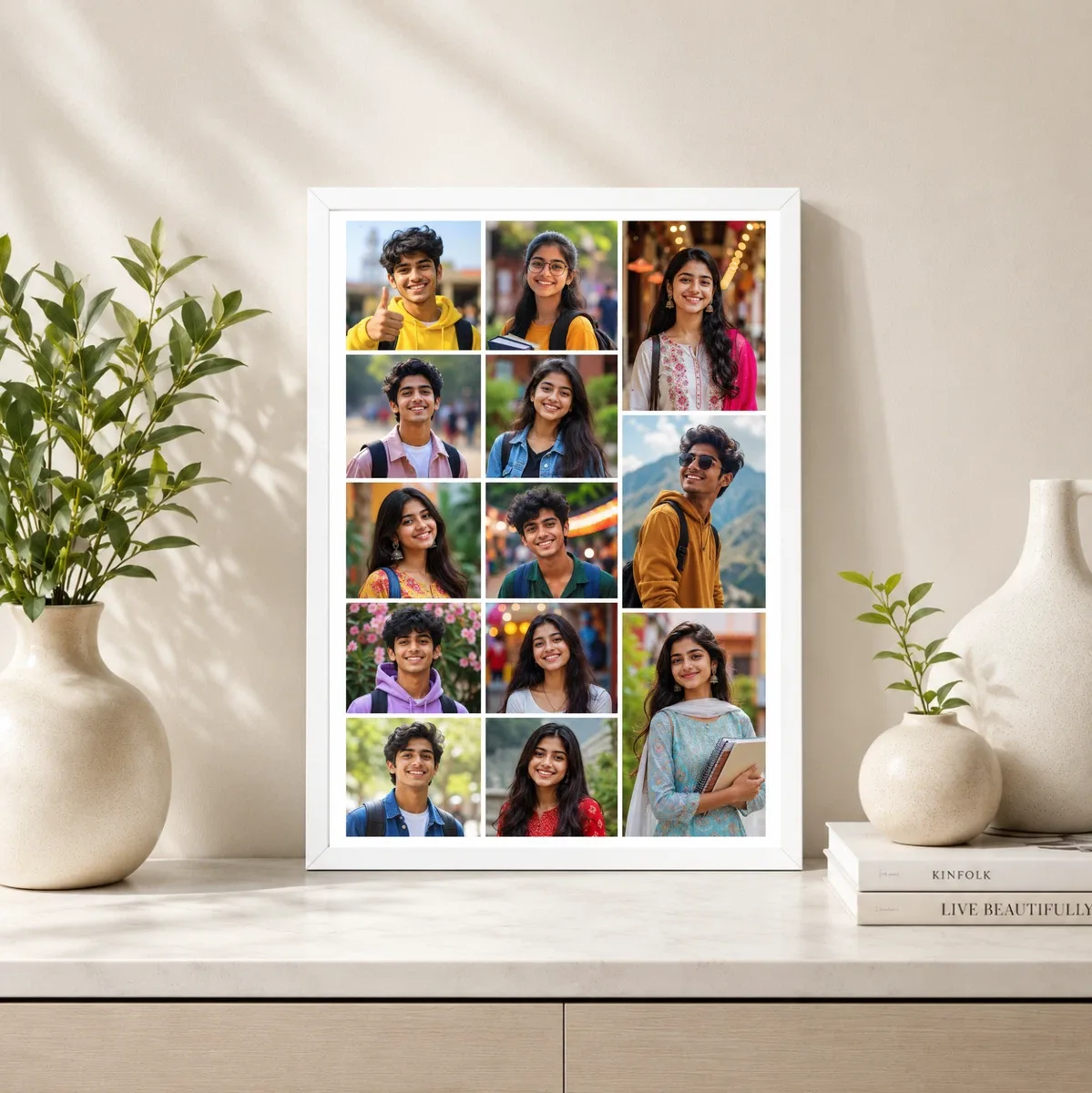 14 Photo Collage Frame 3-Column 5+5+4 Vertical Layout, view 4