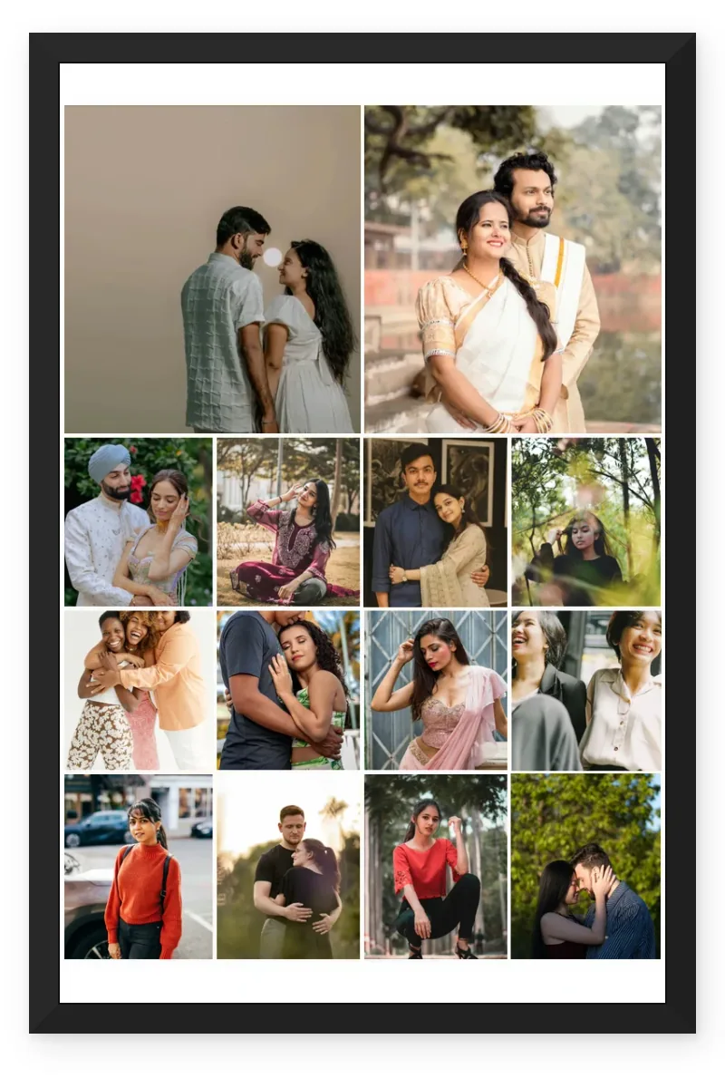14 Photo Collage Frame 3x4 Grid Plus 2 Hero Layout