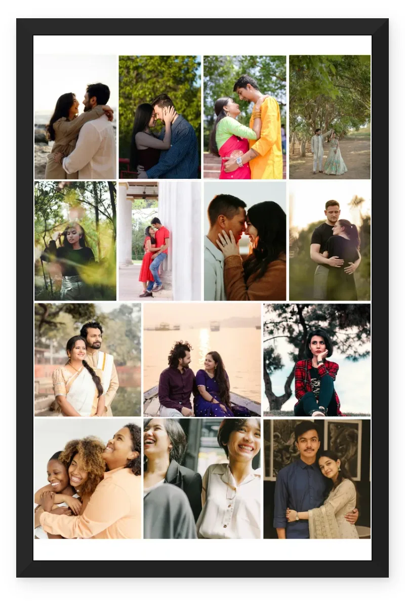 14 Photo Collage Frame 4+4+3+3 Four Row Layout
