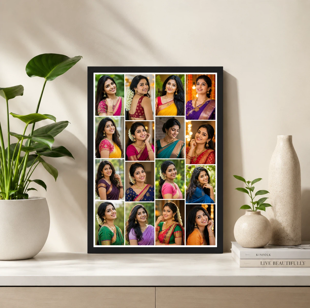 14 Photo Collage Frame 4-Col 4+4+3+3 Uneven Column Layout, view 2