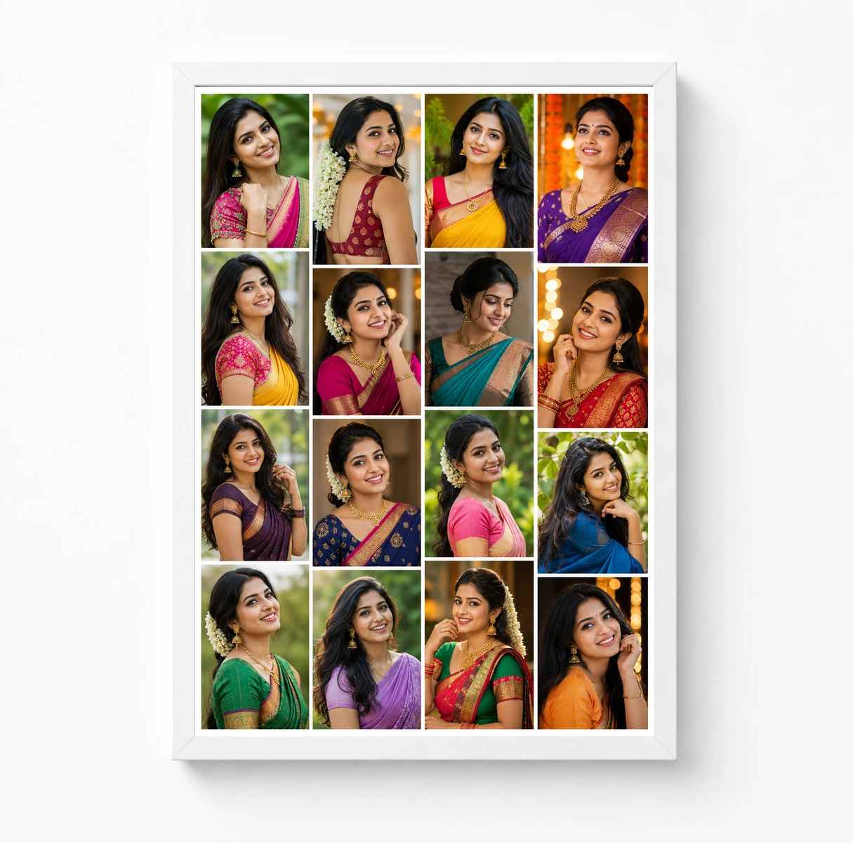 14 Photo Collage Frame 4-Col 4+4+3+3 Uneven Column Layout, view 3
