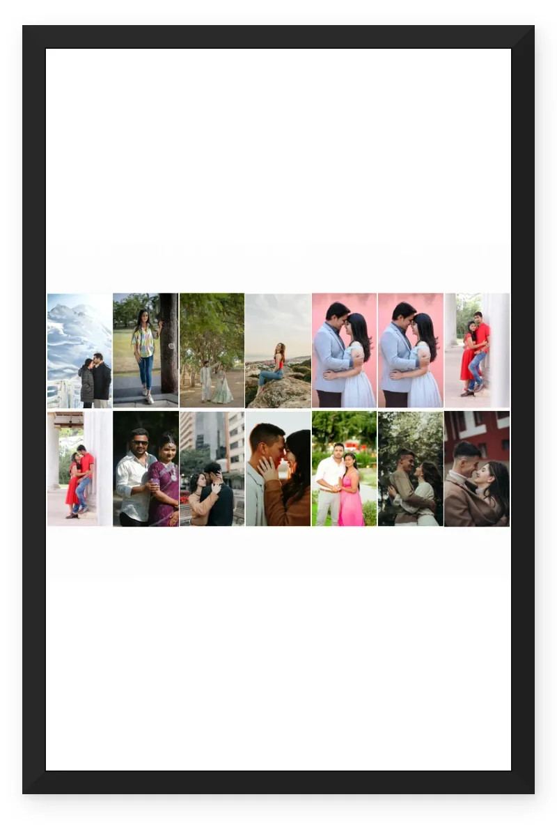 14 Photo Collage Frame 7x2 Wide Grid Layout