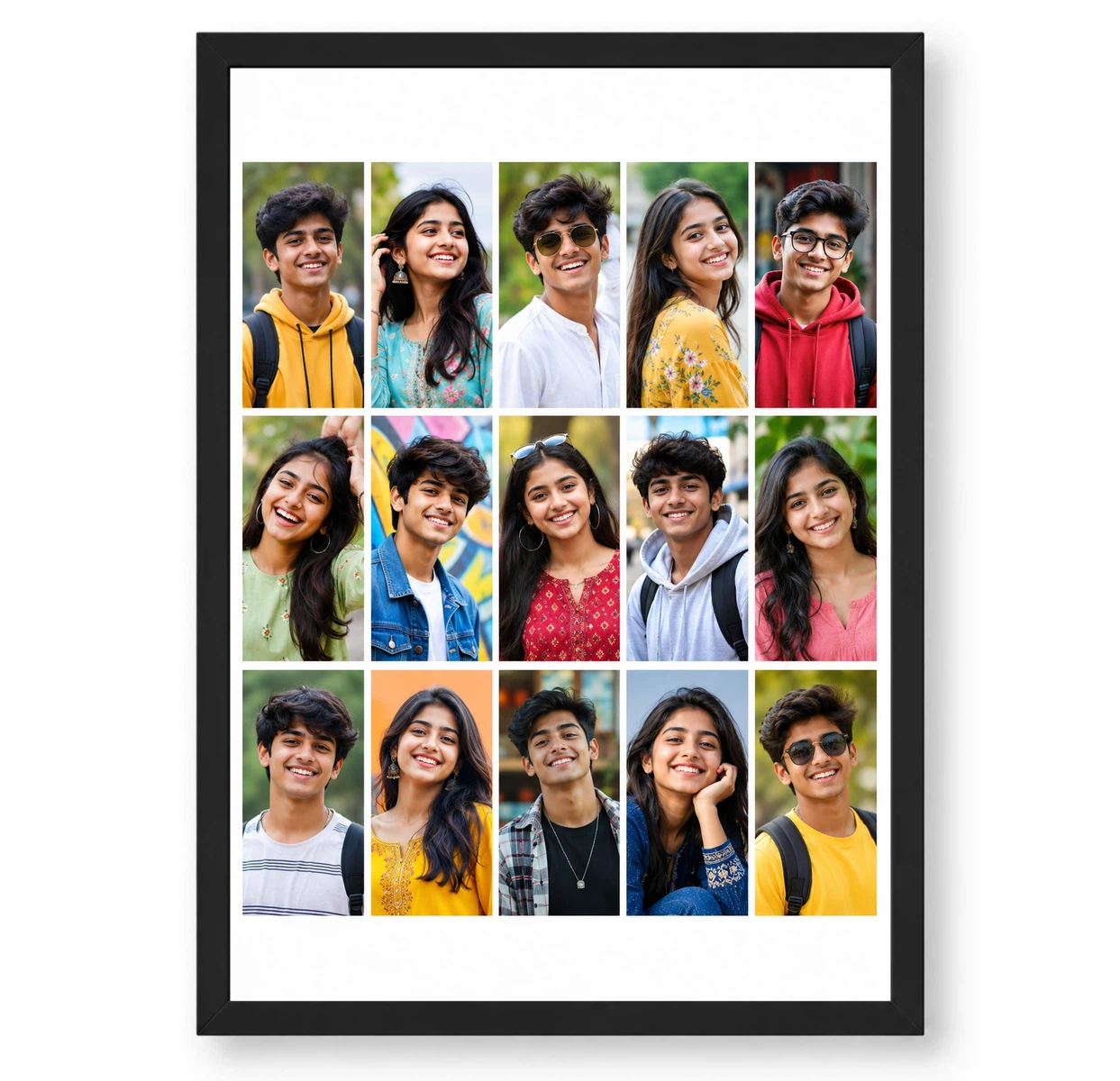 15 Photo Collage Frame 5+5+5 Three Equal Rows Layout