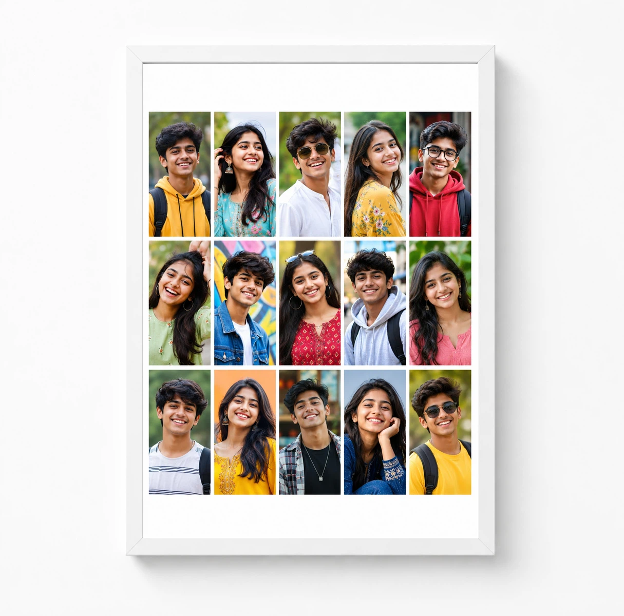 15 Photo Collage Frame 5+5+5 Three Equal Rows Layout, view 3