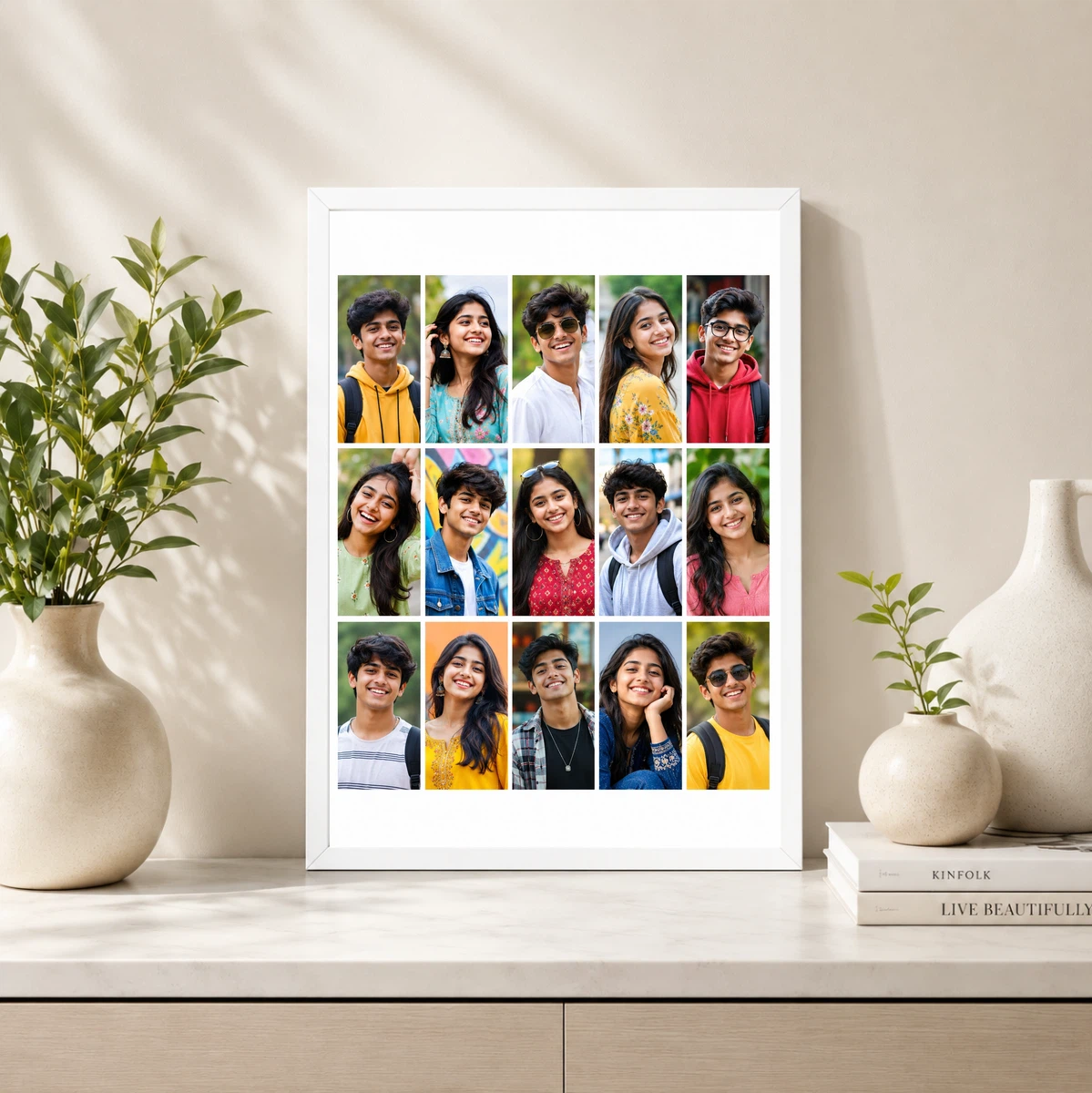 15 Photo Collage Frame 5+5+5 Three Equal Rows Layout, view 4