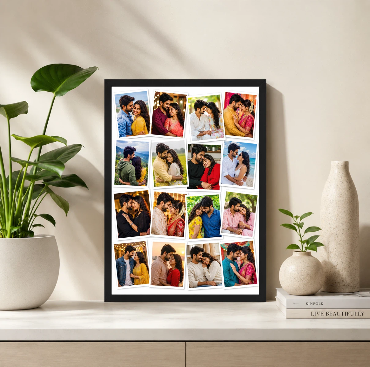 16 Photo Collage Frame Scattered Polaroids 16 Wall Layout, view 2