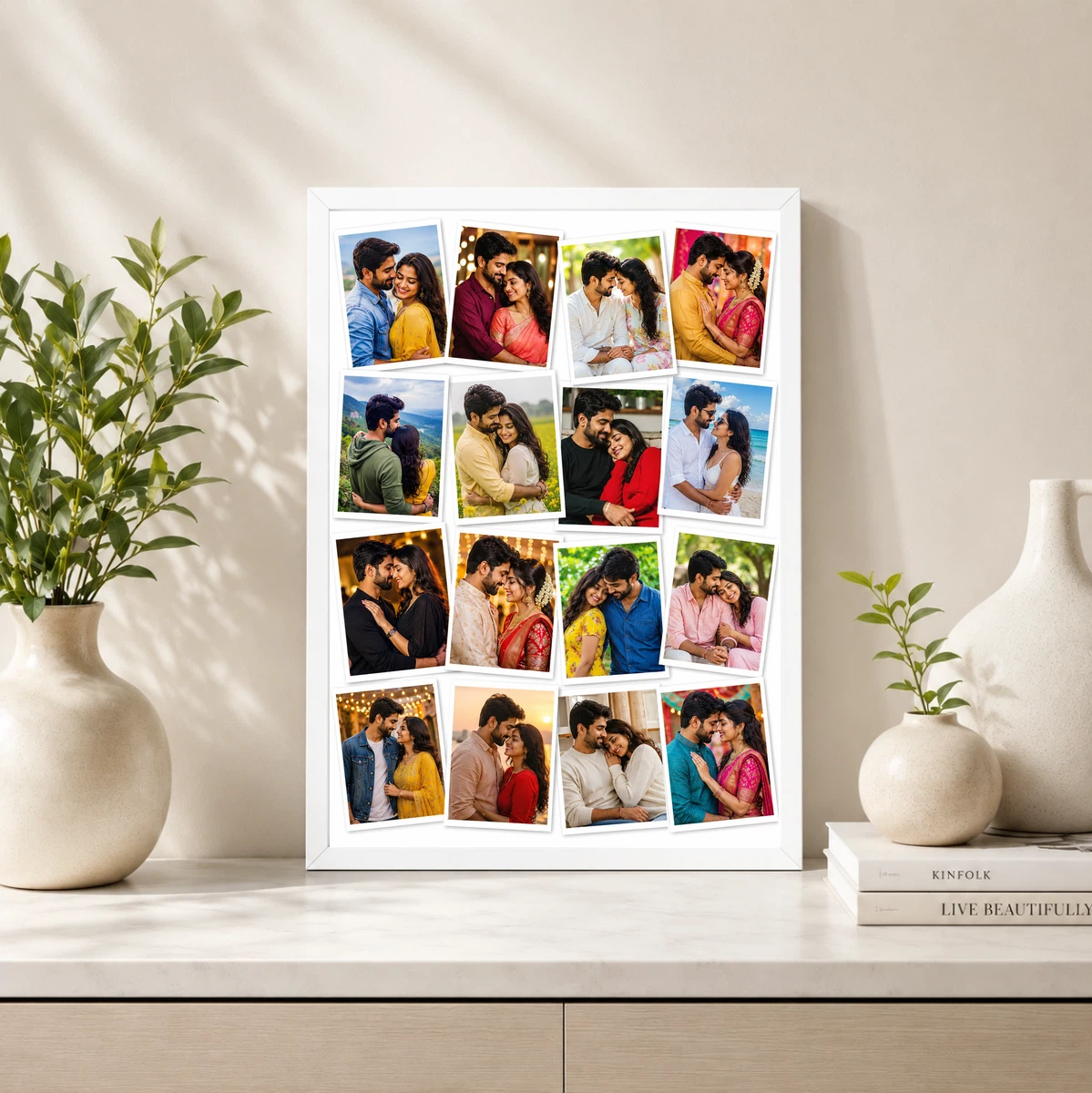 16 Photo Collage Frame Scattered Polaroids 16 Wall Layout, view 4