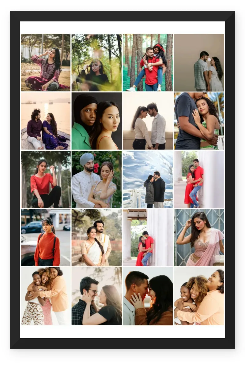 20 Photo Collage Frame 4+4+4+4+4 Five Rows Grid Layout