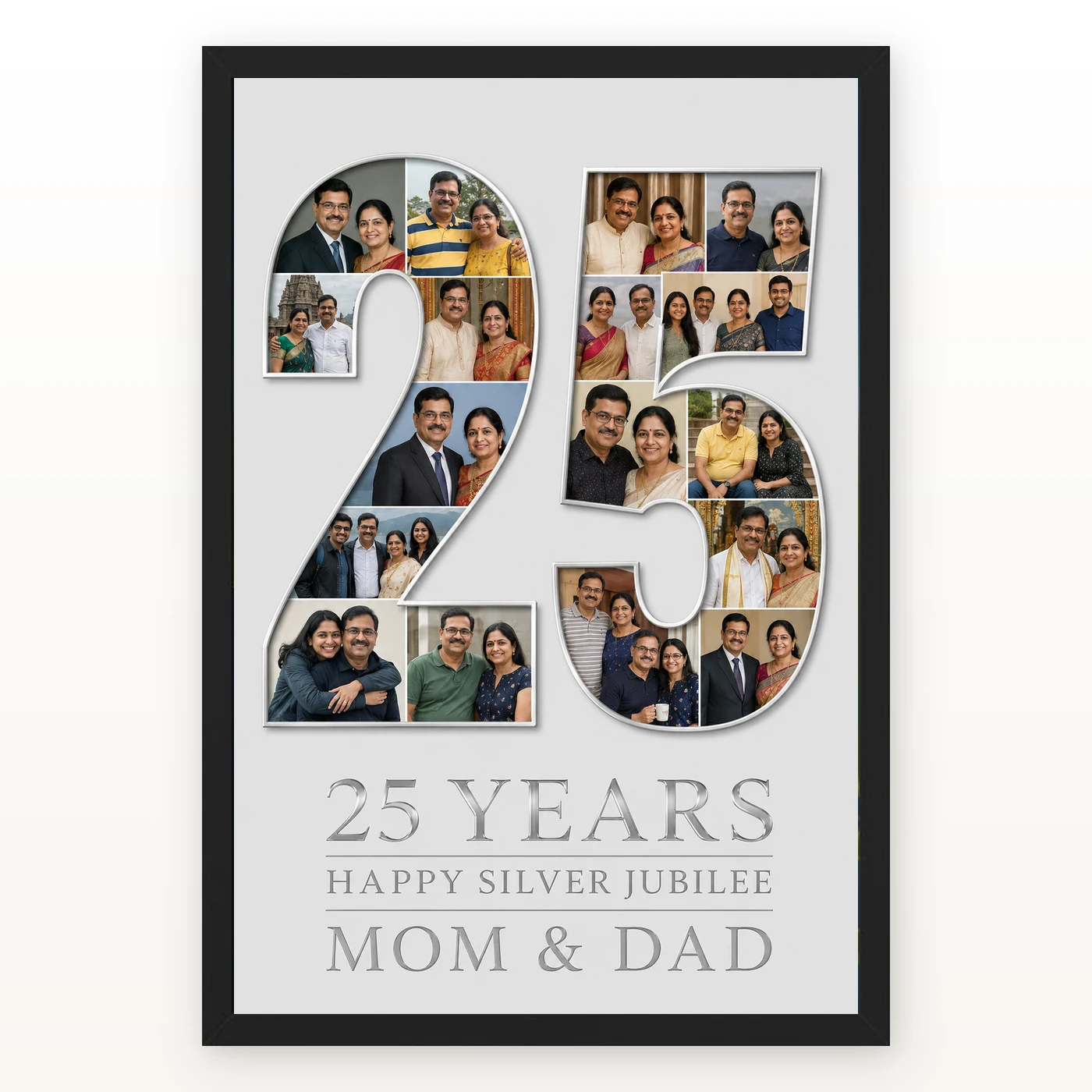 25 Years Silver Anniversary Milestone Elegant Rose Photo Frame