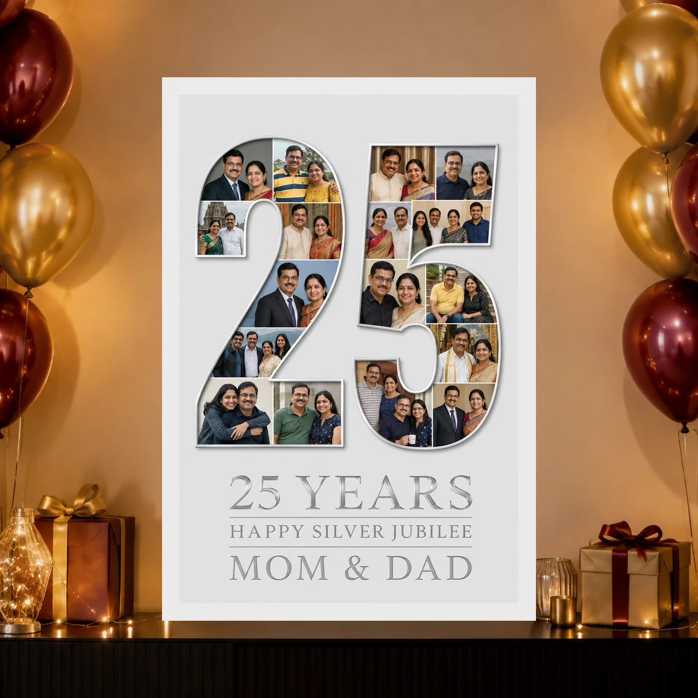 25th Anniversary Silver Jubilee Couple Love Milestone Photo Frame, view 10