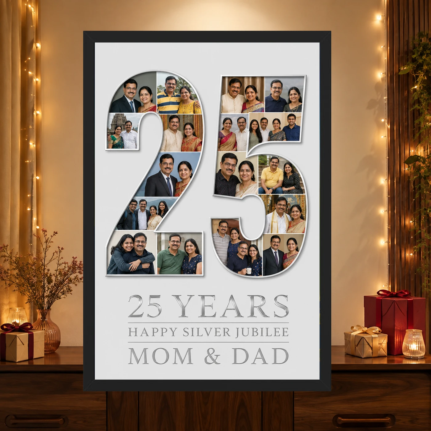 25th Anniversary Silver Jubilee Couple Love Milestone Photo Frame, view 4