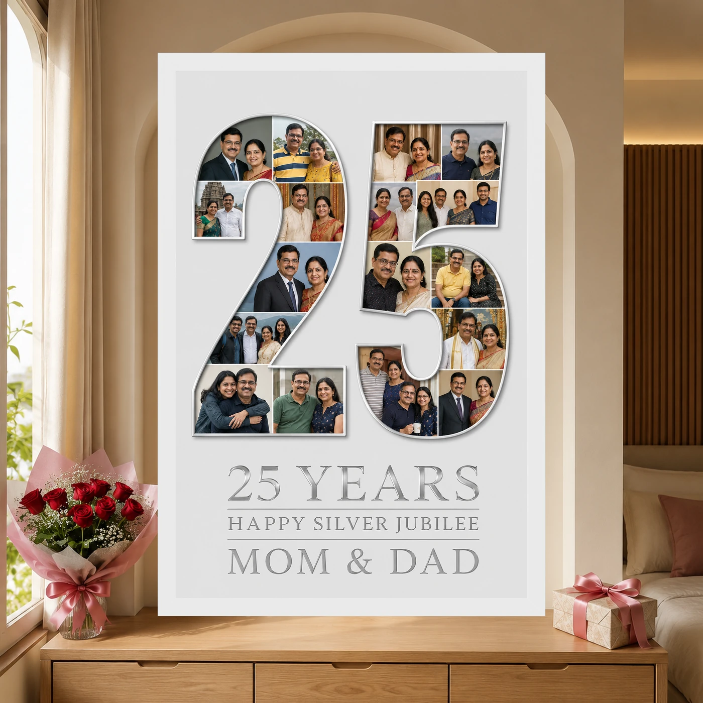 25th Anniversary Silver Jubilee Couple Love Milestone Photo Frame, view 6