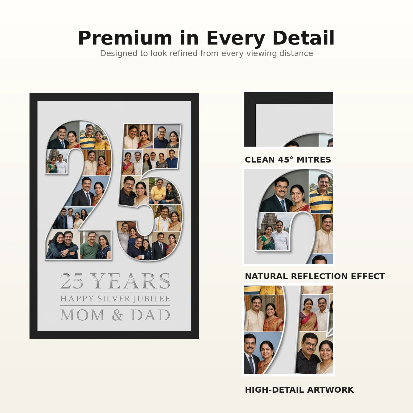 25th Anniversary Silver Jubilee Couple Love Milestone Photo Frame, view 9