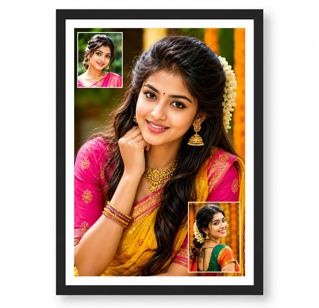 3 Photo Collage Frame Hero Center Two Mini Corners Layout