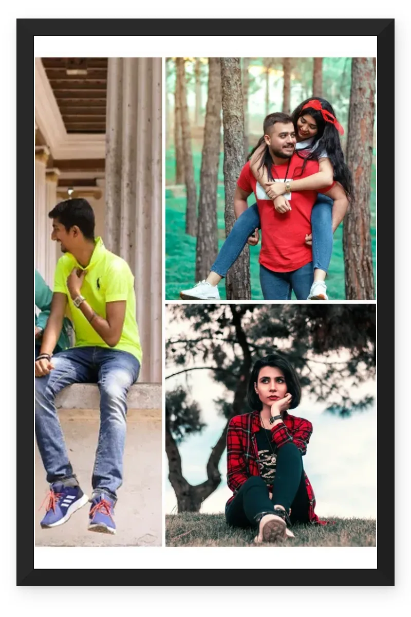 3 Photo Collage Frame L Shape Creative Three Slot Layout