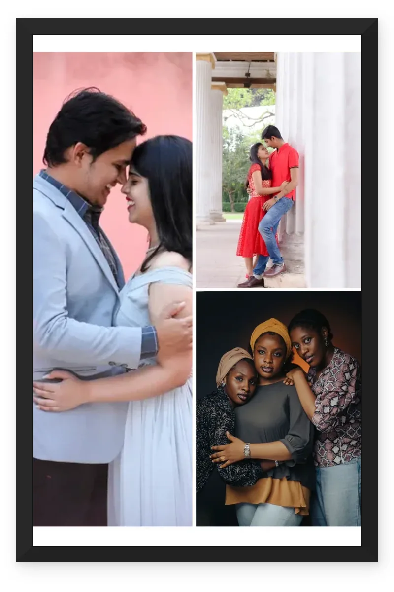 3 Photo Collage Frame Large Left Two Right Stacked Layout