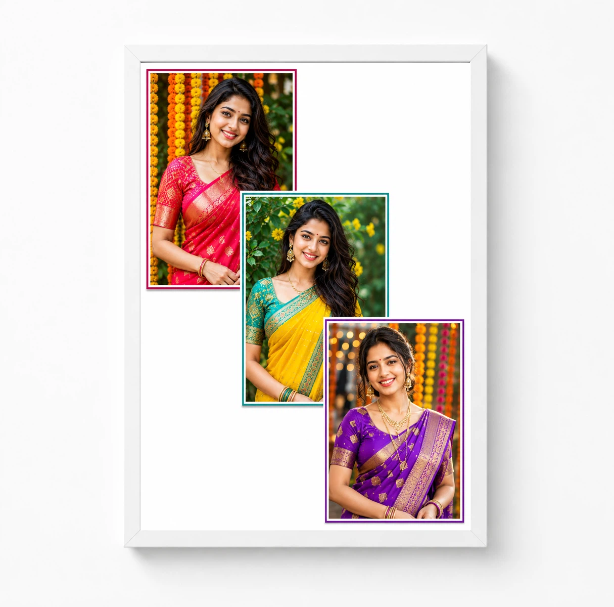 3 Photo Collage Frame Step Cascade Waterfall Three Slot Layout, view 3