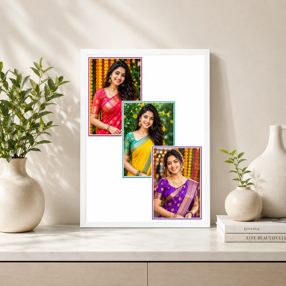 3 Photo Collage Frame Step Cascade Waterfall Three Slot Layout, view 4