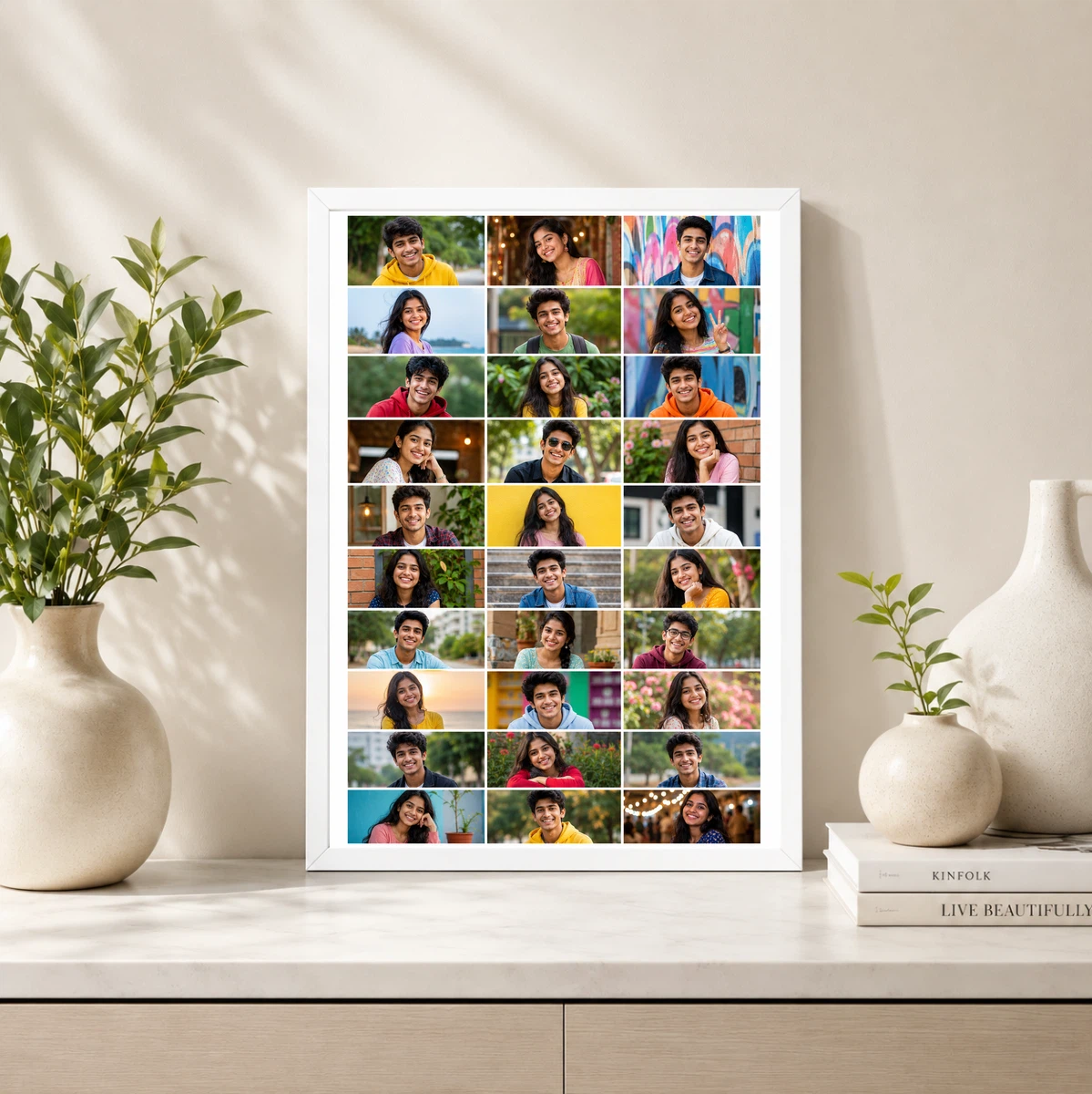 30 Photo Collage Frame 3x10 Tall Triple Column Layout, view 4