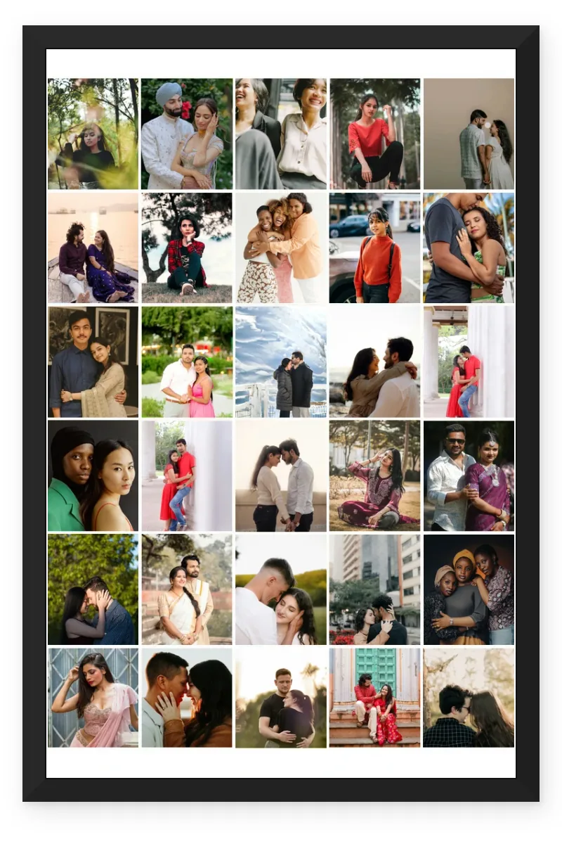 30 Photo Collage Frame 5+5+5+5+5+5 Six Rows Layout