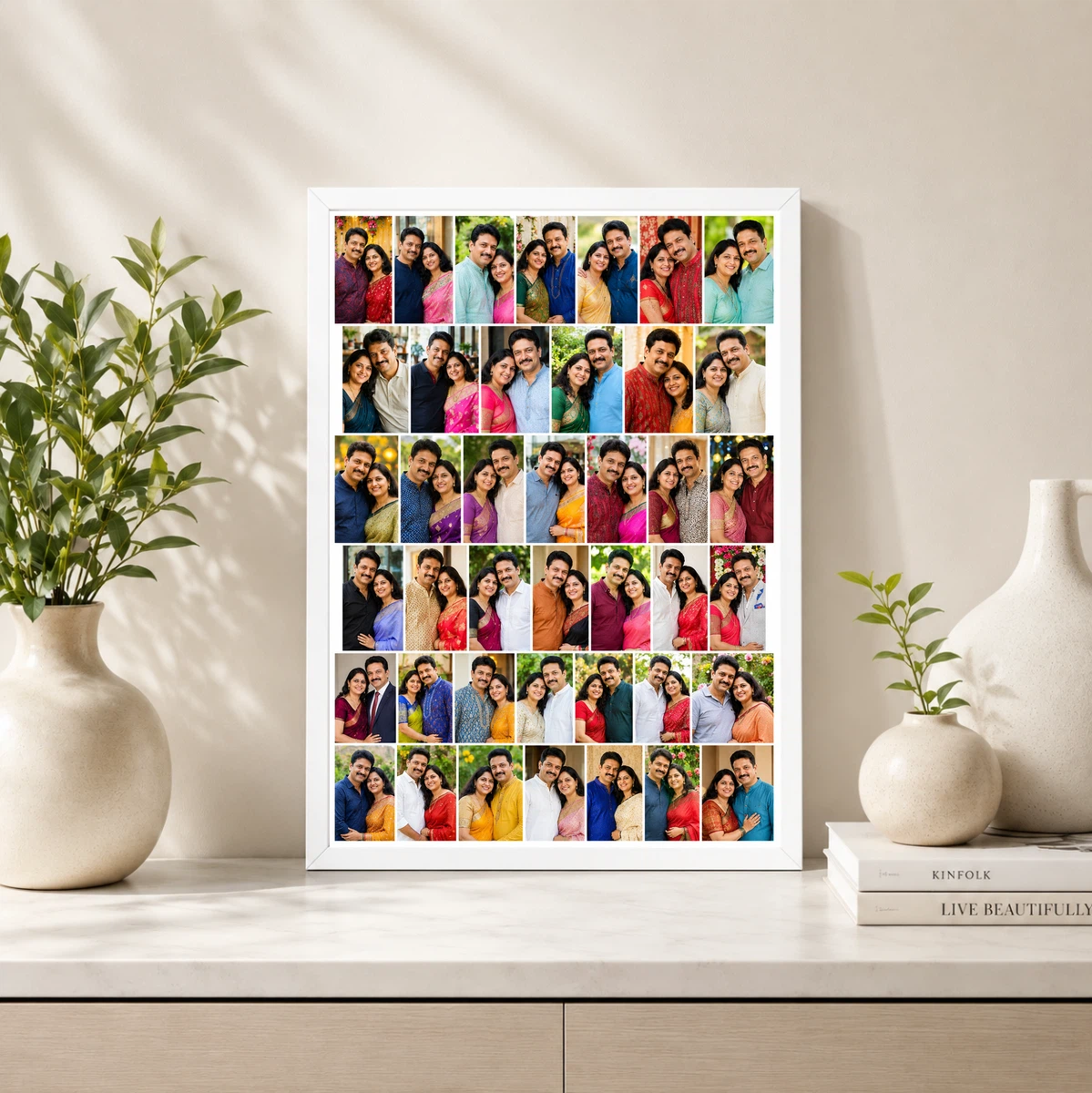 30 Photo Collage Frame Brick Offset 15+15 Two Dense Rows Layout, view 4