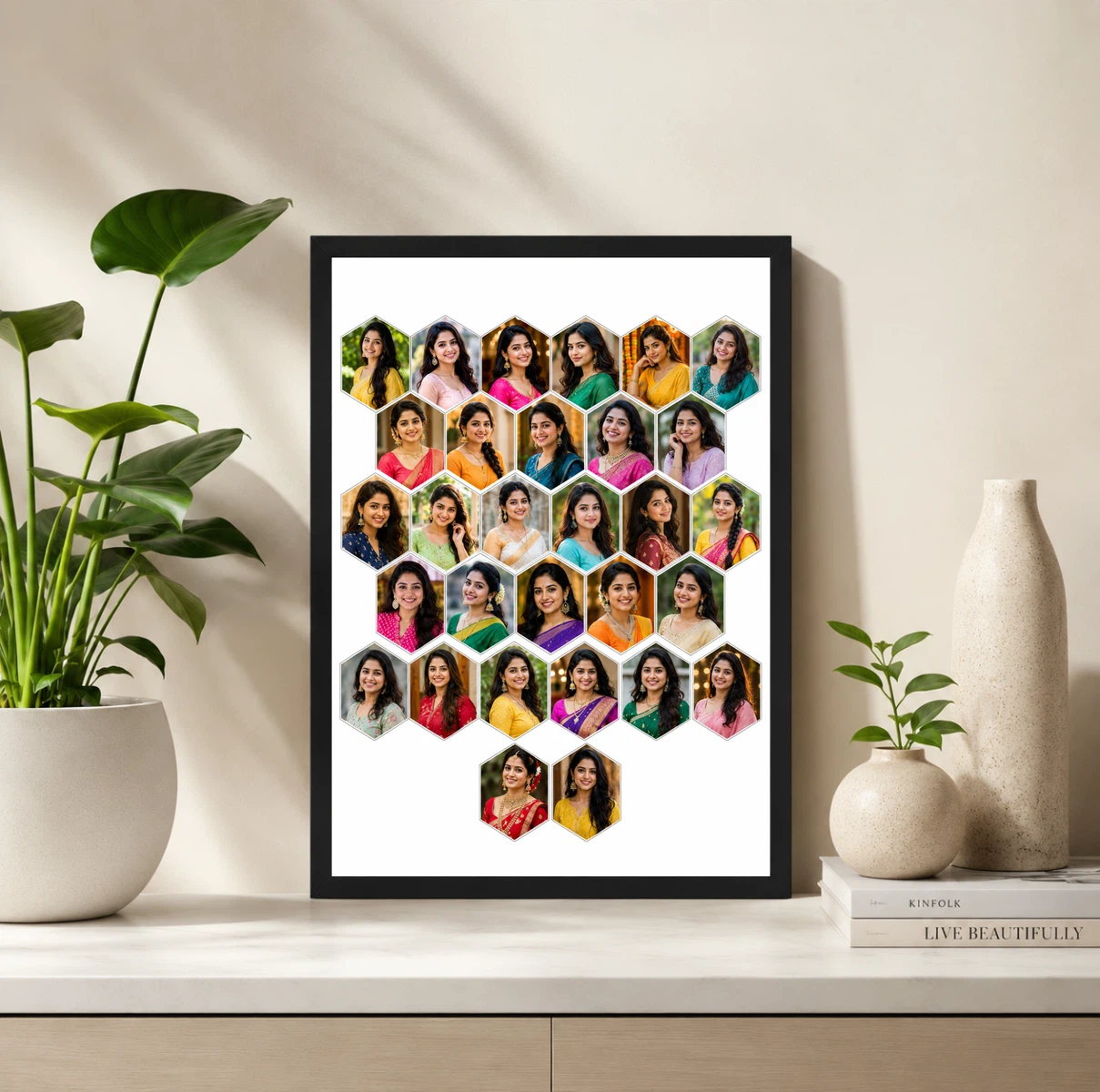 30 Photo Collage Frame Honeycomb Dense 30 Pattern Layout, view 2
