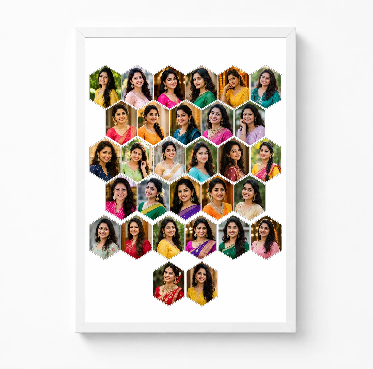30 Photo Collage Frame Honeycomb Dense 30 Pattern Layout, view 3