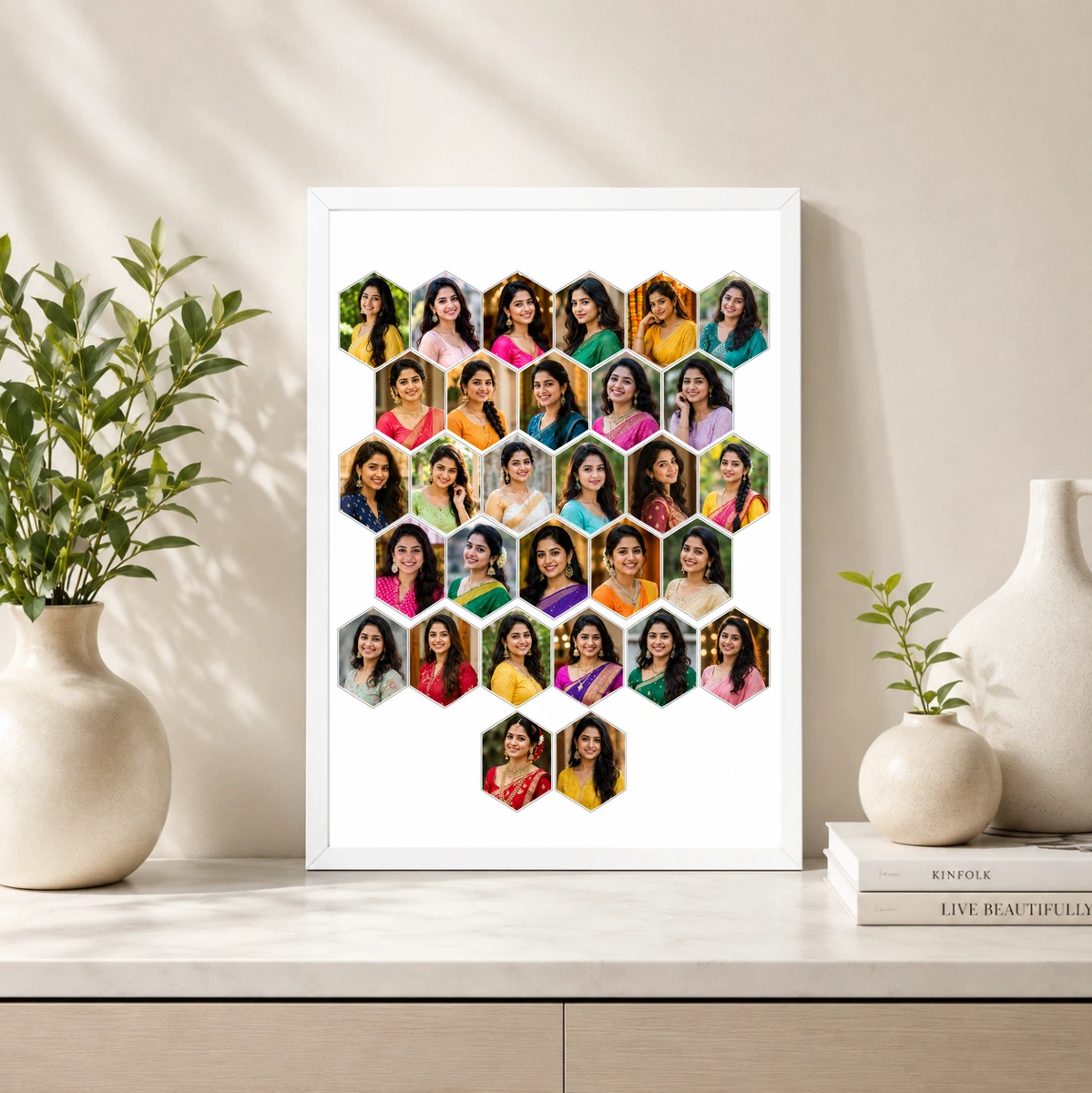 30 Photo Collage Frame Honeycomb Dense 30 Pattern Layout, view 4