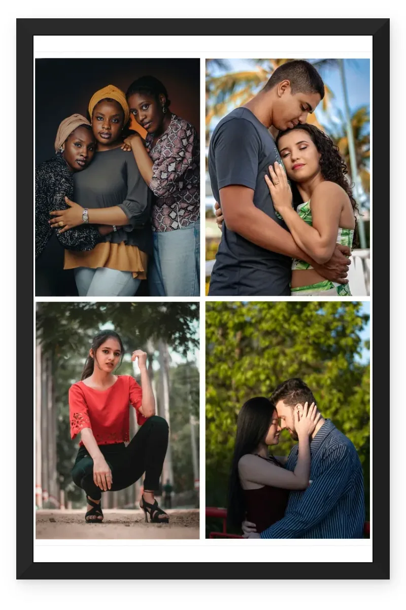 4 Photo Collage Frame Center Cross Four Corner Quadrant Layout