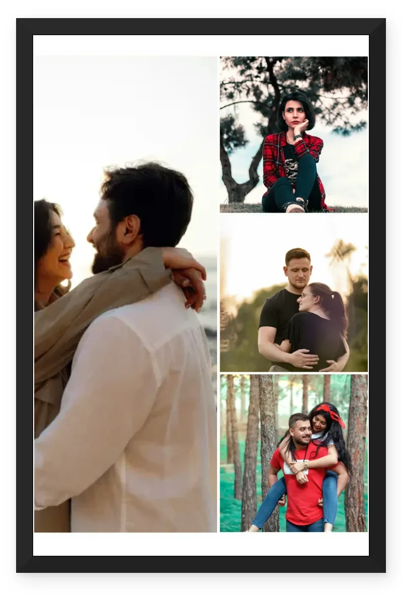 4 Photo Collage Frame Large Left Three Right Column Layout