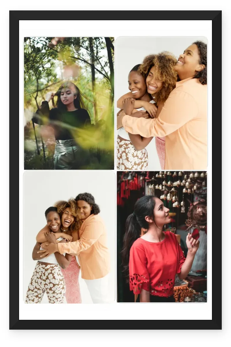 4 Photo Collage Frame Rounded Corner Quad Soft Friendly Layout