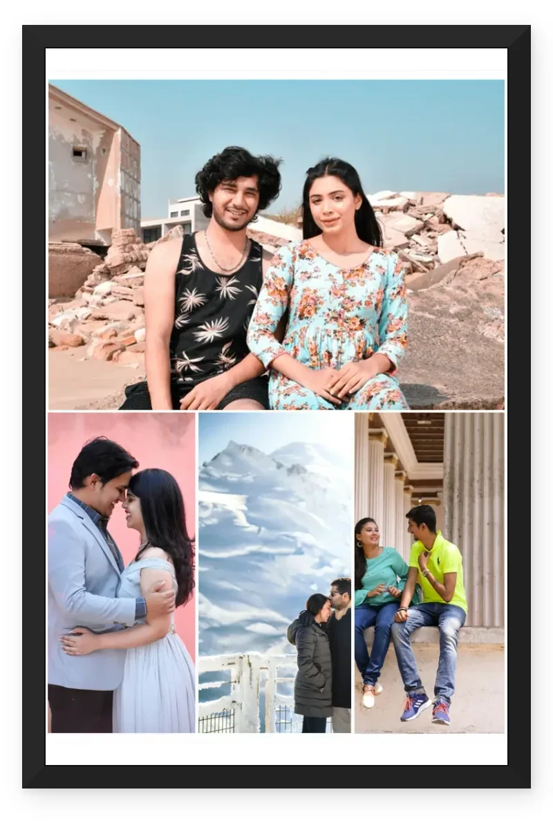 4 Photo Collage Frame Top Full Width Three Bottom Row Layout