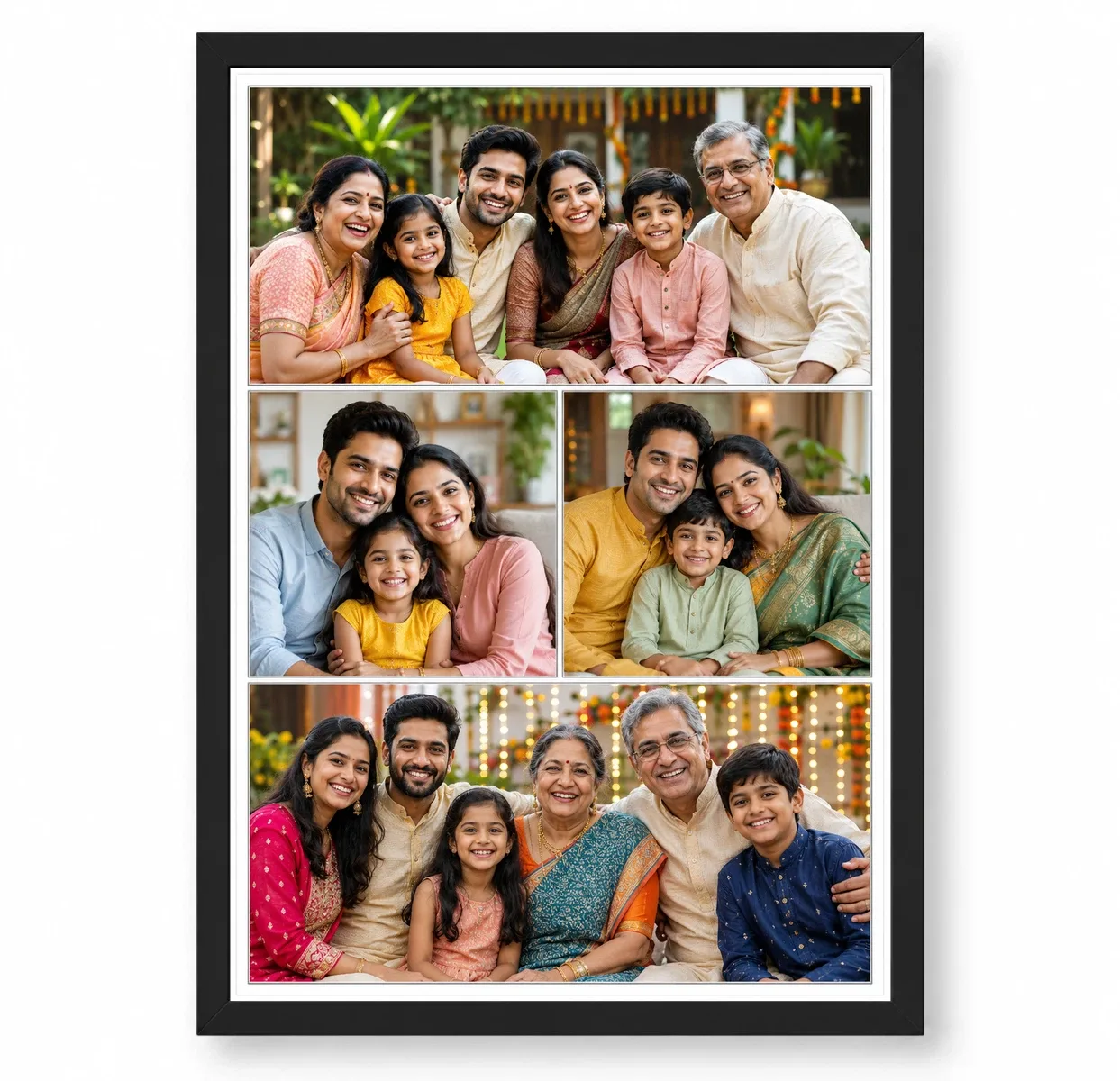 4 Photo Collage Frame Top Wide Two Mid One Bottom Asymmetric Layout