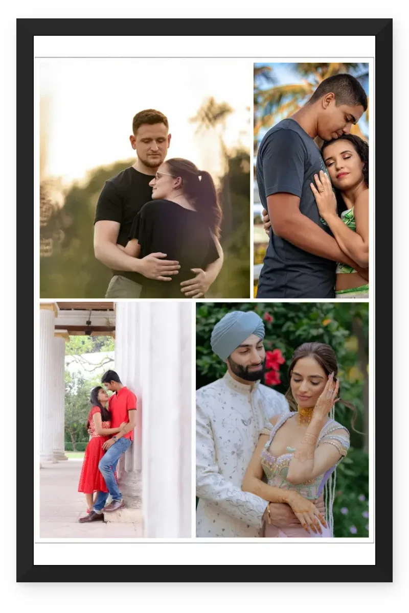 4 Photo Collage Frame Two Wide Landscape Two Portrait Mixed Layout