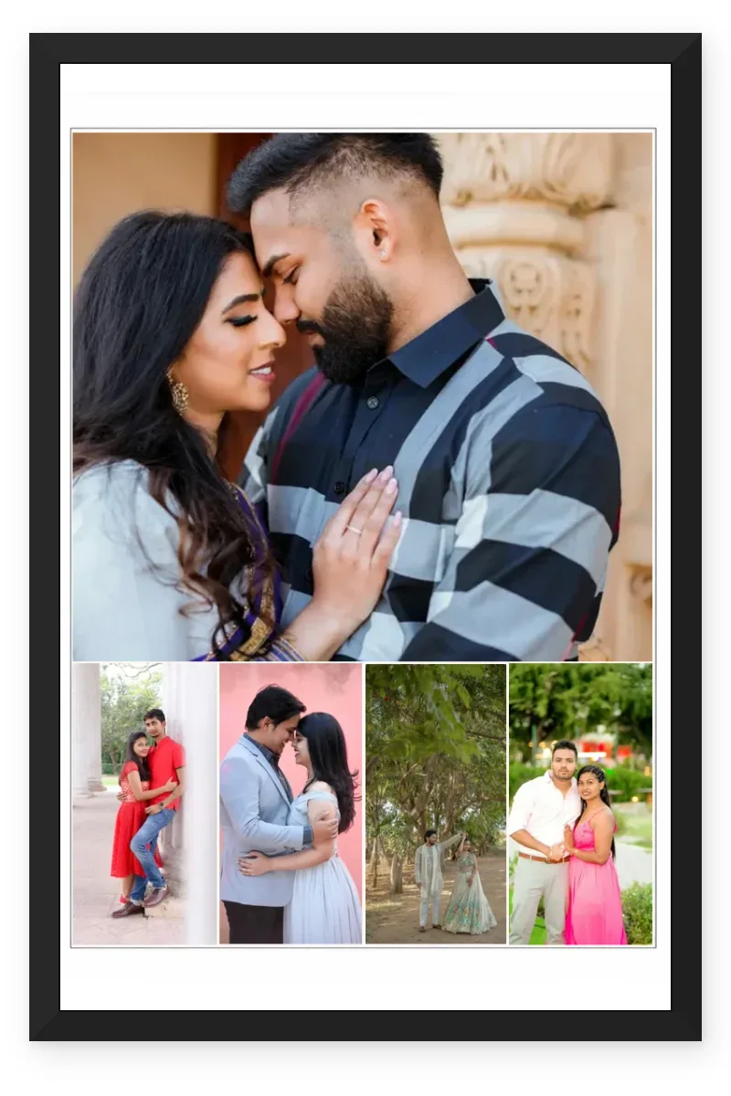 5 Photo Collage Frame 1 Hero Top Full Width 4 Bottom Row Layout