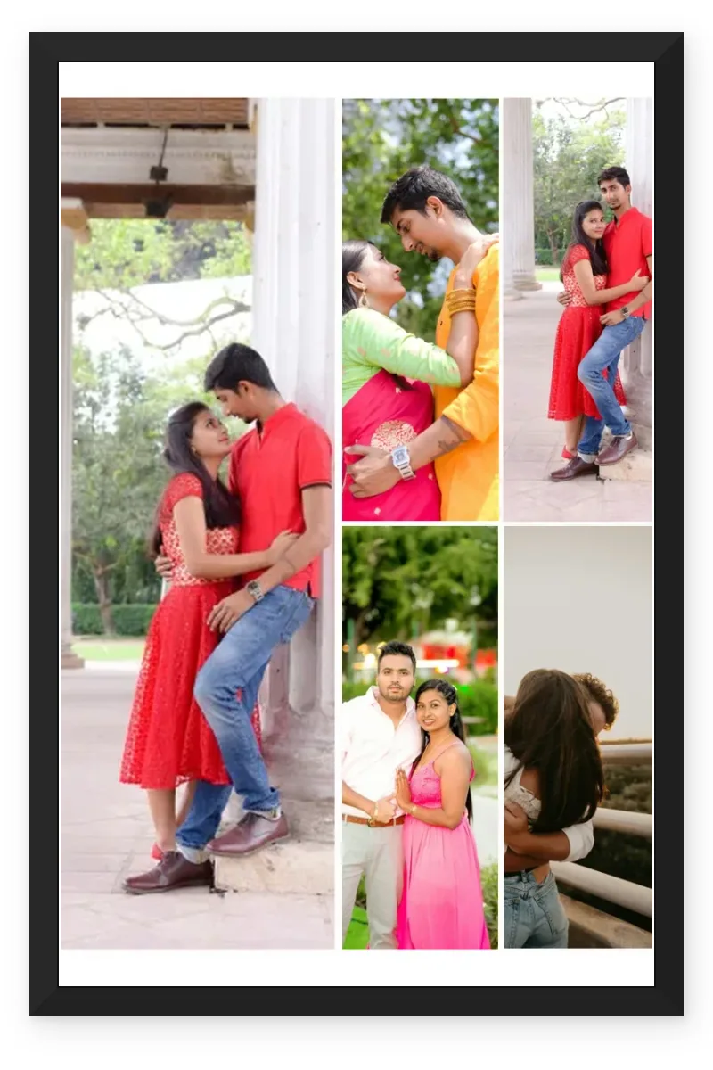 5 Photo Collage Frame 1 Large Left 4 Right 2x2 Grid Layout