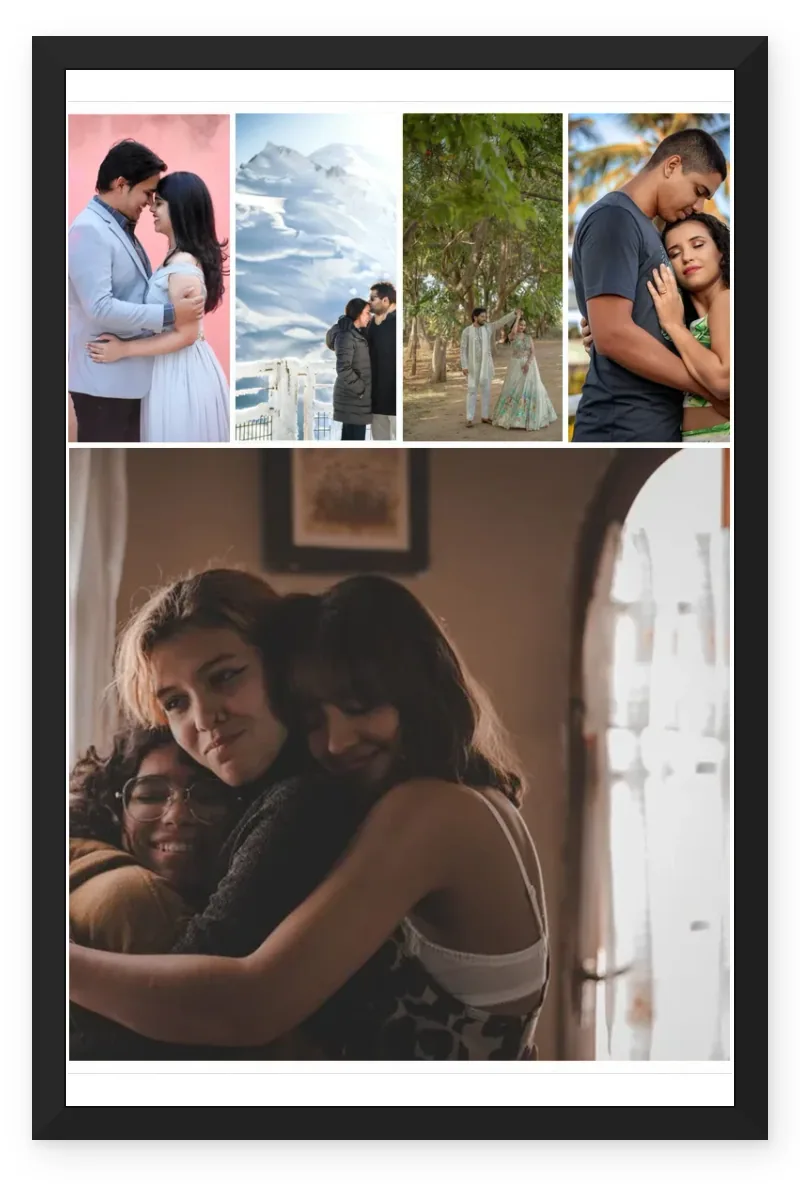 5 Photo Collage Frame 4 Top Row 1 Wide Bottom Layout