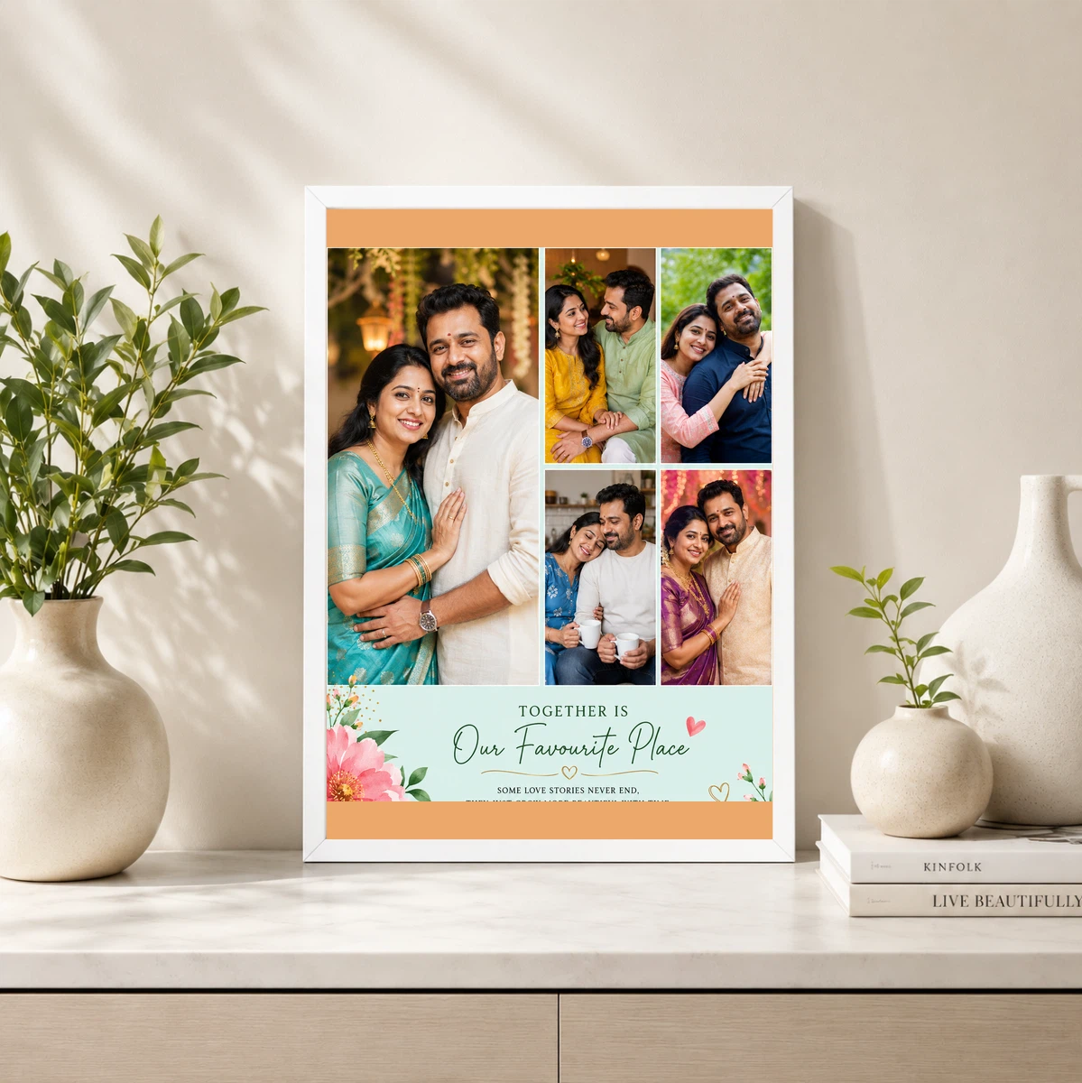 5 Photo Collage Frame Soft Mint 5 Slot Fresh Modern Layout, view 4