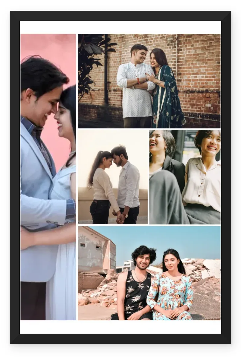 5 Photo Collage Frame Tall Thin Strip + 4 Mixed Right Layout