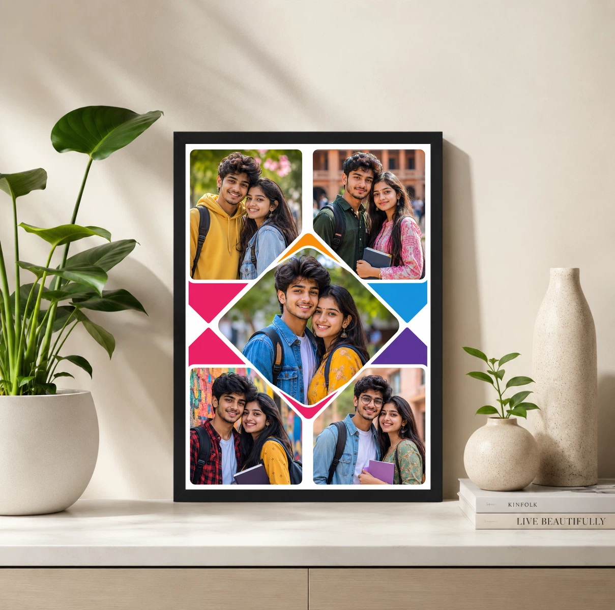 5 Photo Collage Frame X-Pattern 5 Slot Diagonal Layout, view 2