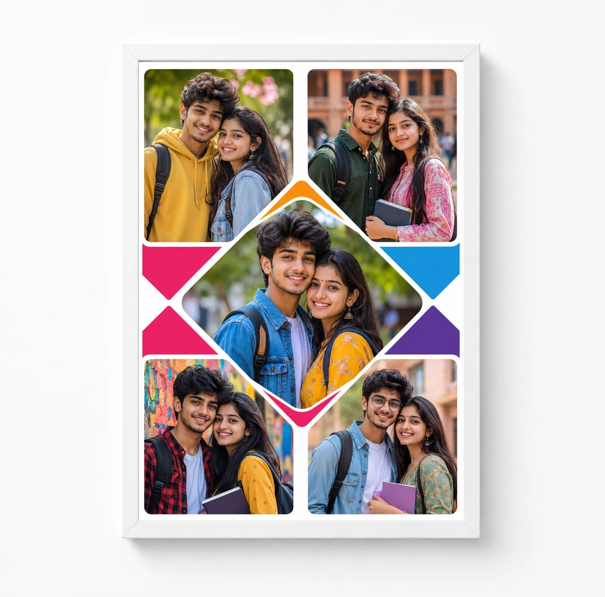 5 Photo Collage Frame X-Pattern 5 Slot Diagonal Layout, view 3