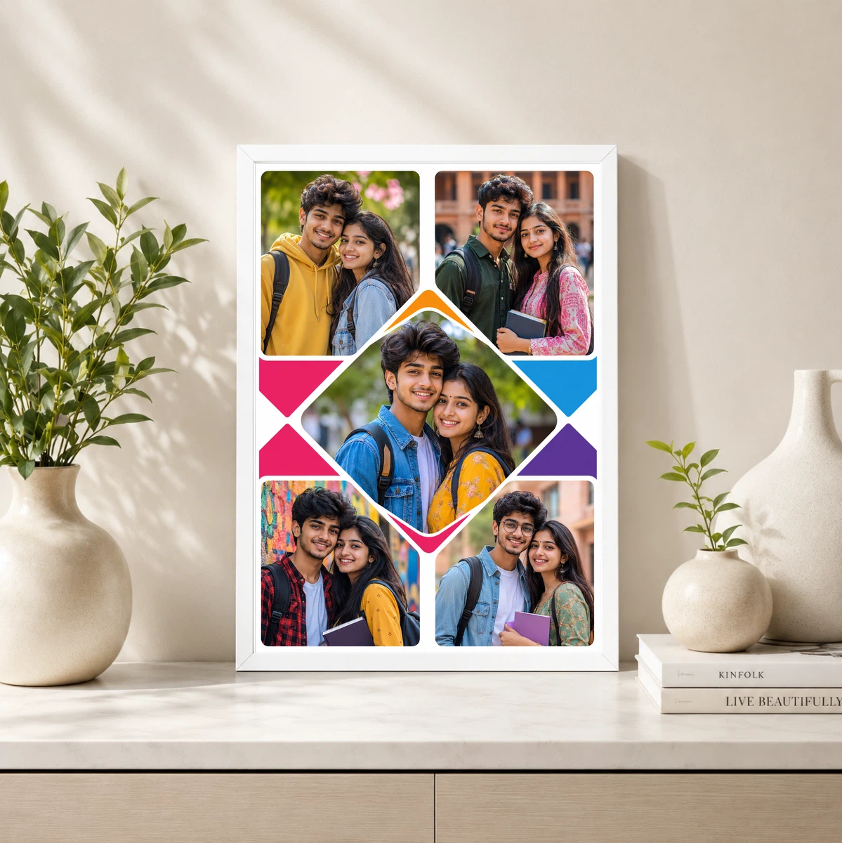 5 Photo Collage Frame X-Pattern 5 Slot Diagonal Layout, view 4