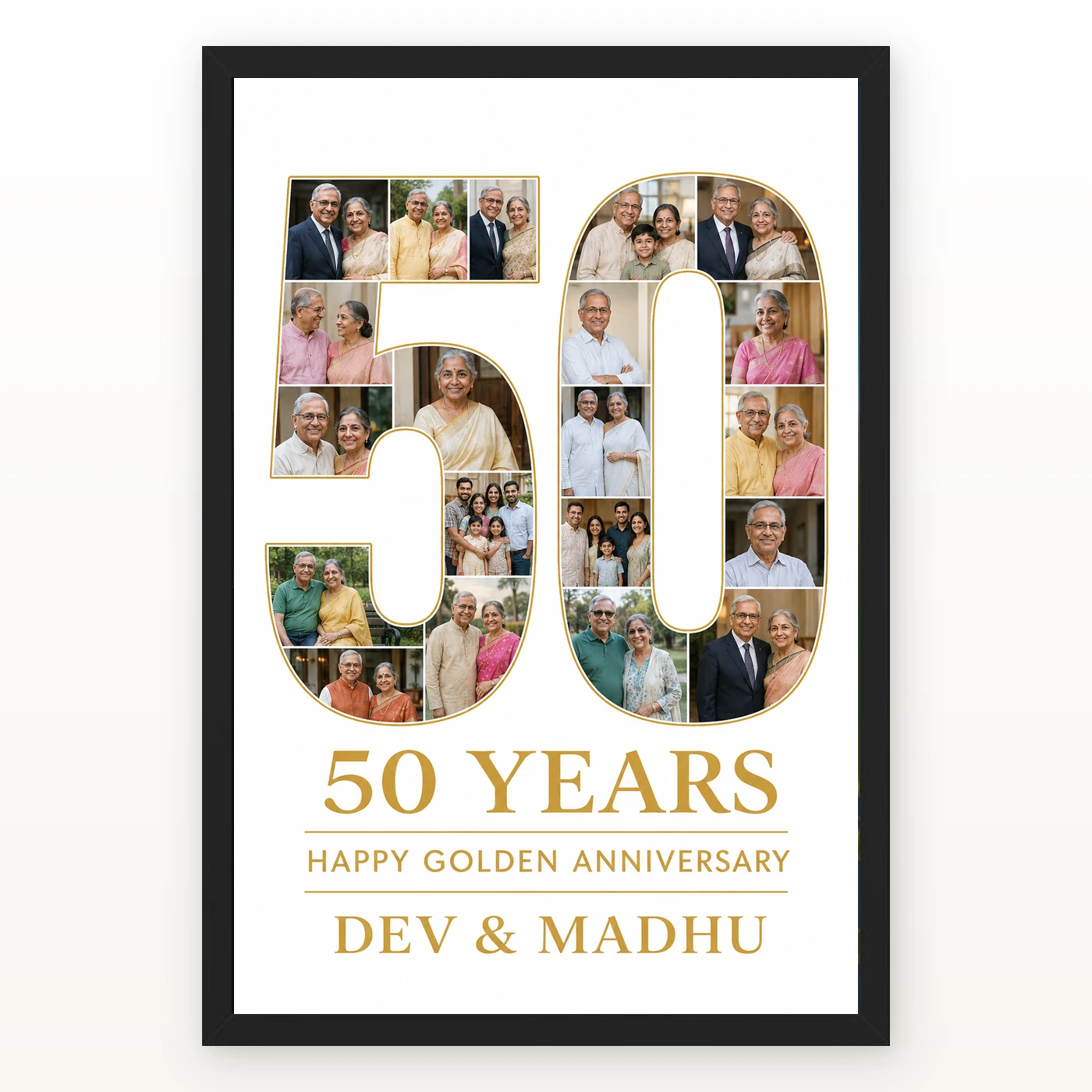 50 Years Golden Anniversary Milestone Elegant Celebration Photo Frame