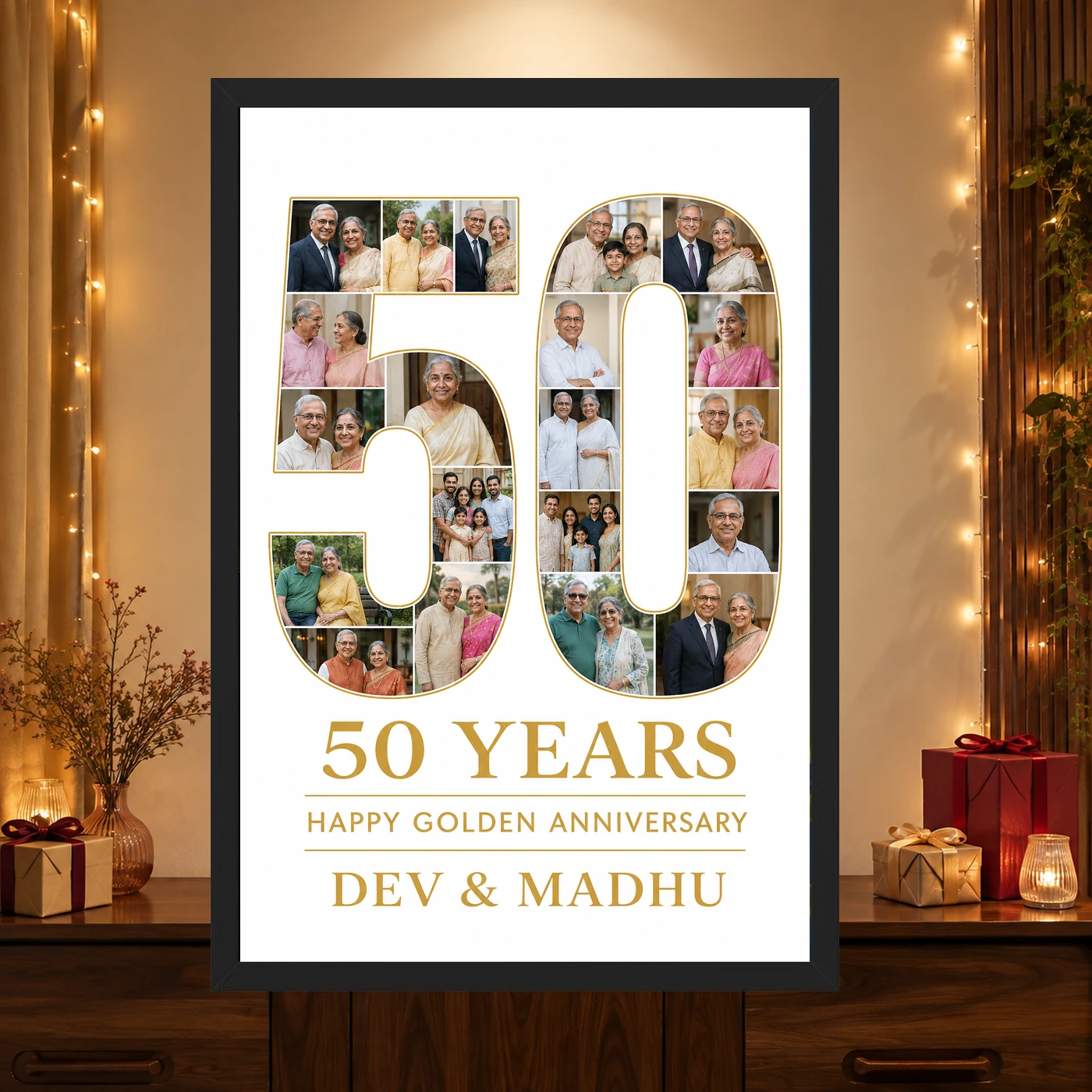 50th Anniversary Golden Jubilee Couple 50 Years Together Photo Frame, view 4
