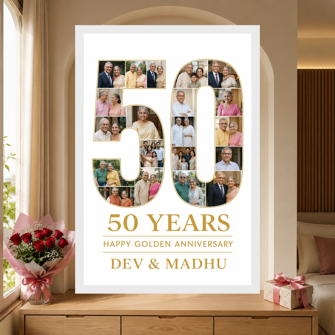 50th Anniversary Golden Jubilee Couple 50 Years Together Photo Frame, view 6