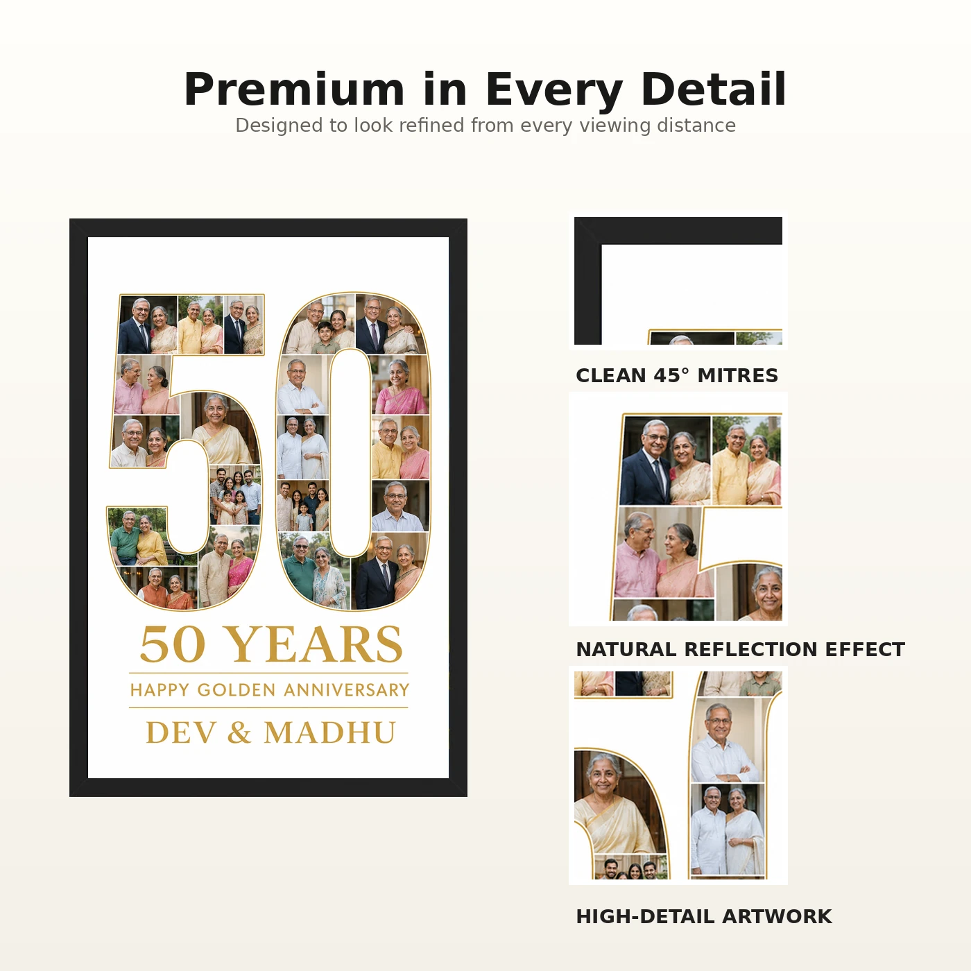 50th Anniversary Golden Jubilee Couple 50 Years Together Photo Frame, view 9