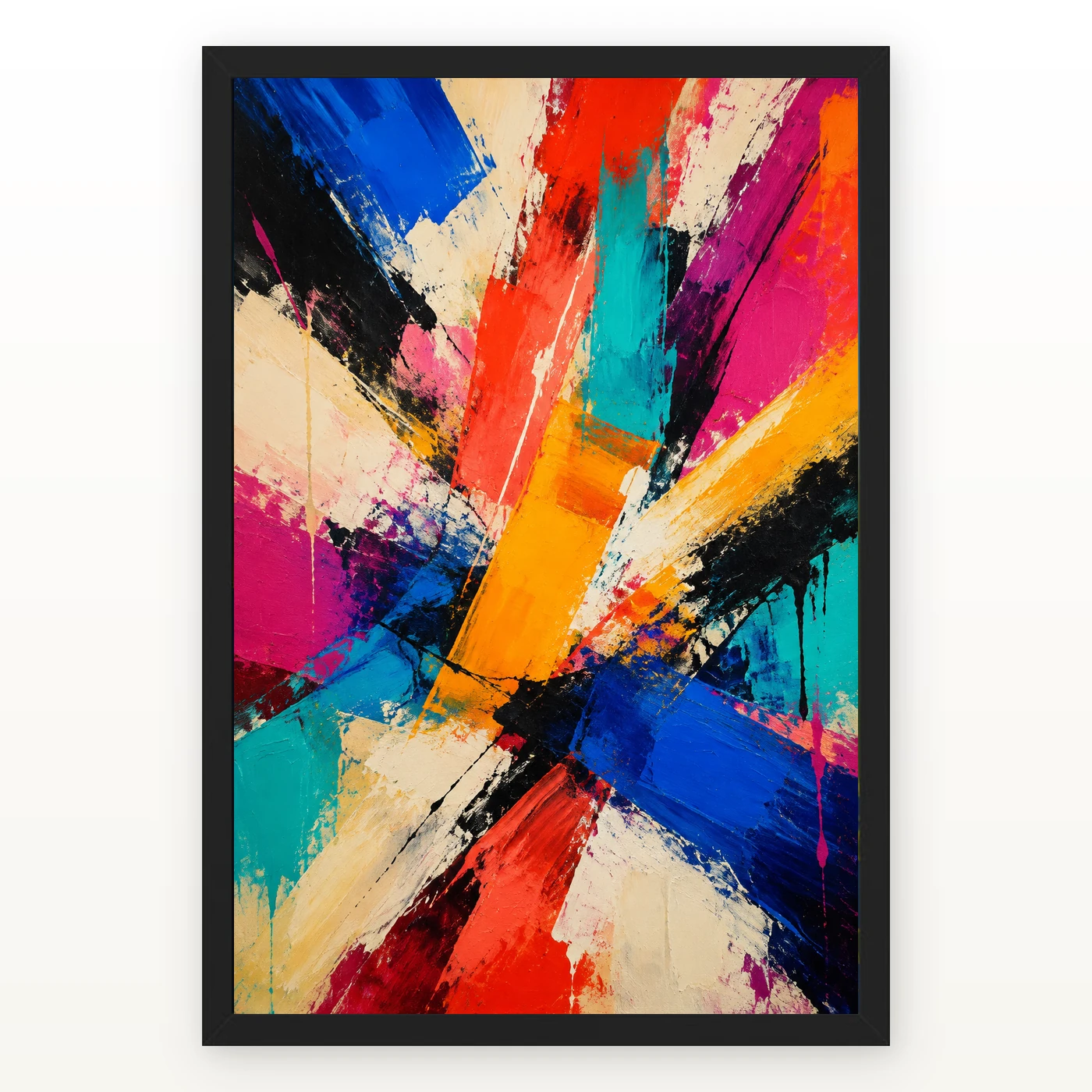 Abstract Bold Colorful Brushstrokes Vibrant Acrylic Modern Art Photo Frame