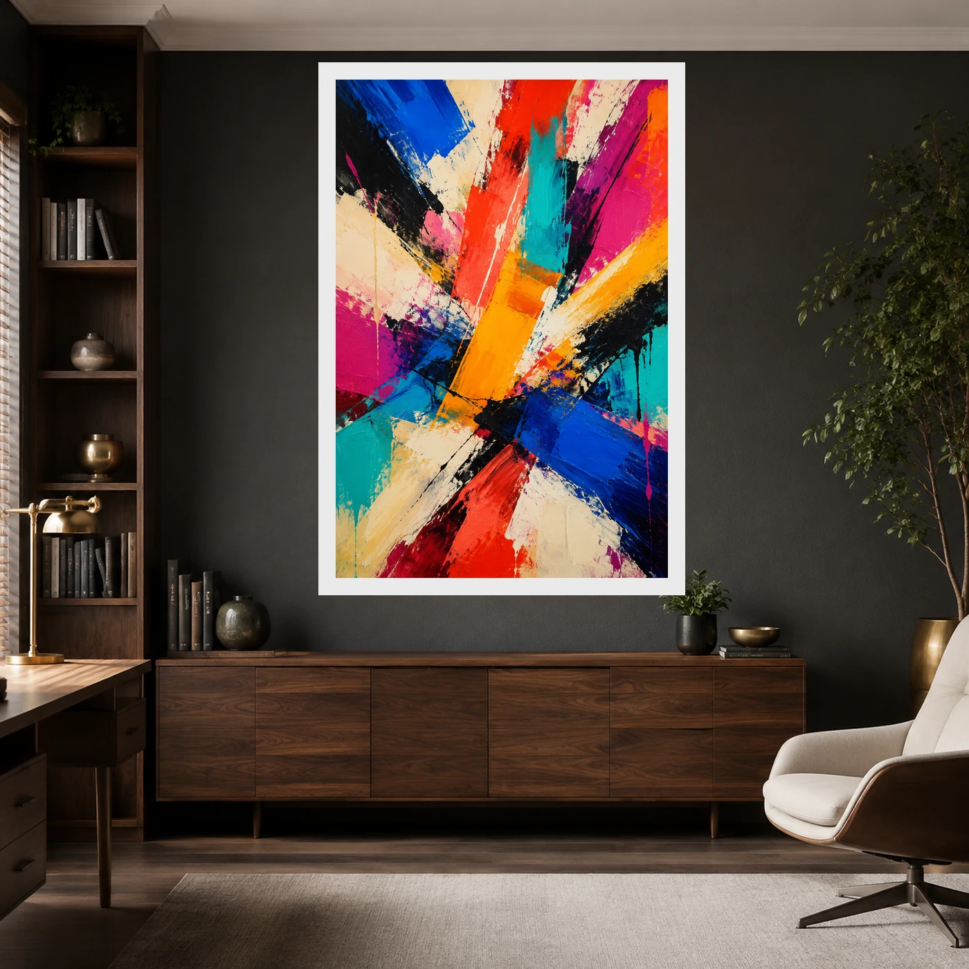 Abstract Bold Colorful Brushstrokes Vibrant Acrylic Modern Art Photo Frame, view 10