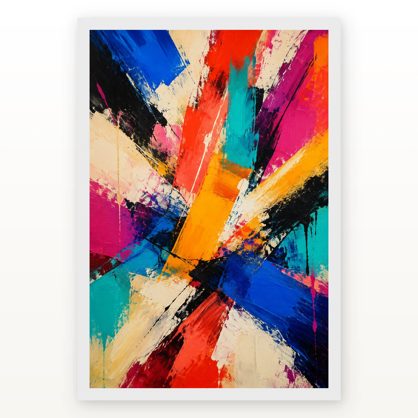 Abstract Bold Colorful Brushstrokes Vibrant Acrylic Modern Art Photo Frame, view 2